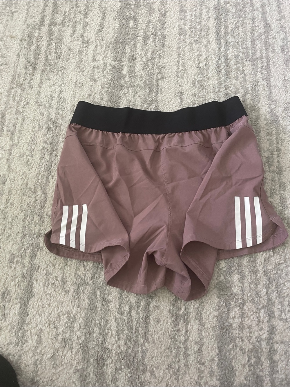 adidas Women's Mauve Athletic Shorts with Black Waistband - Picture 3 of 4
